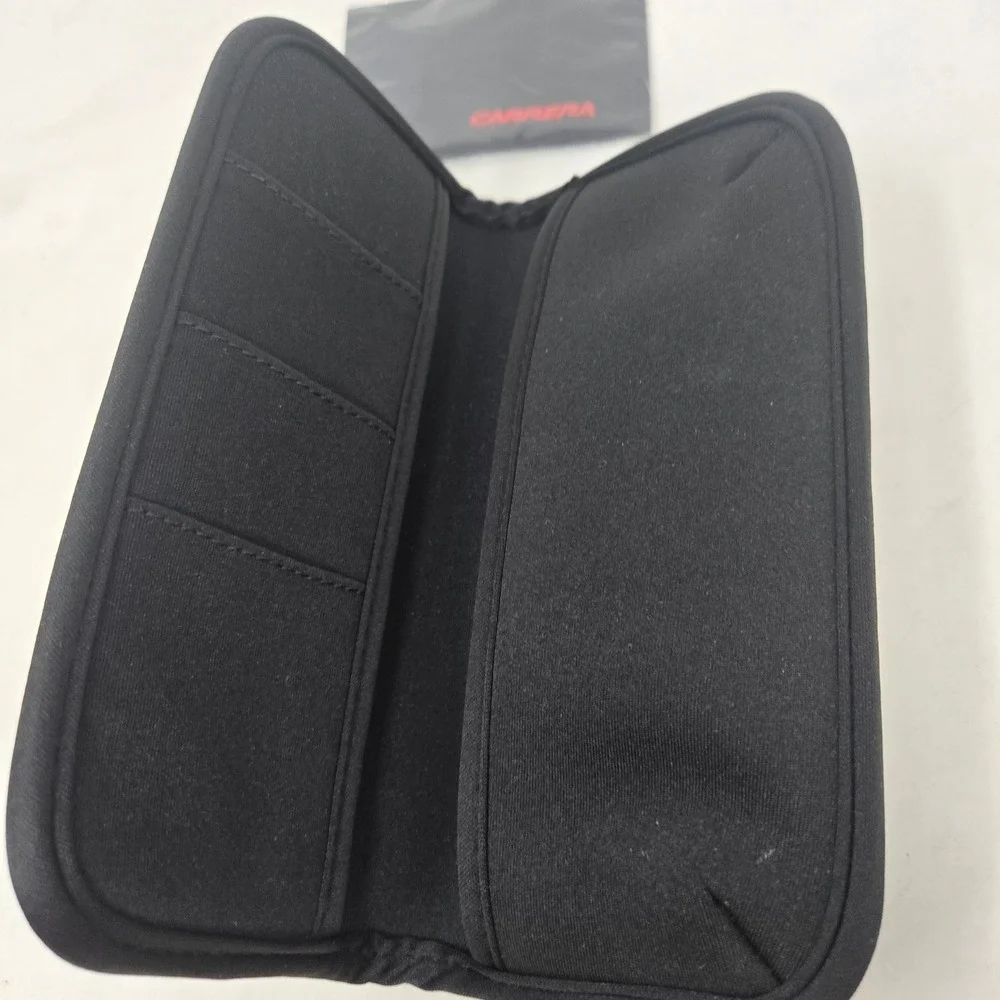 Carrera Eyewear Black Soft Sunglasses Case with Striped Band‎ and Cleaning Cloth